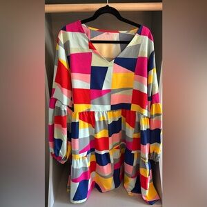 Vibrant Patchwork Casual Dress
